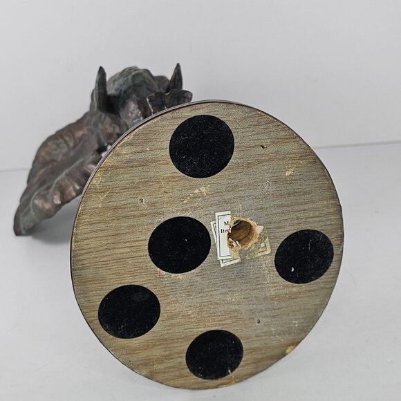 Cast Metal Elephant Head Sculpture On Black Base Bronze Look - Picture 8 of 8